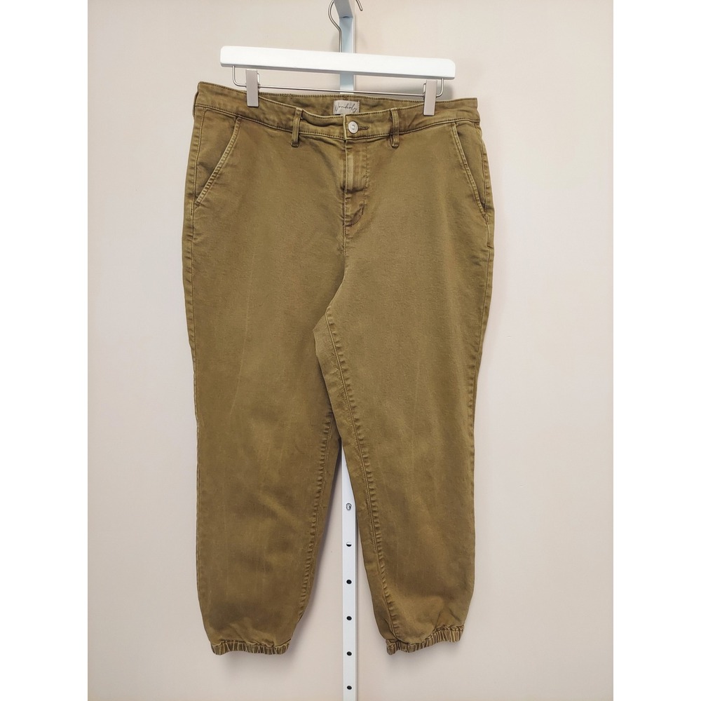 Wonderly Womens‎ Olive Green Denim Joggers Elastic Cuff Stretch Pants Size 16R